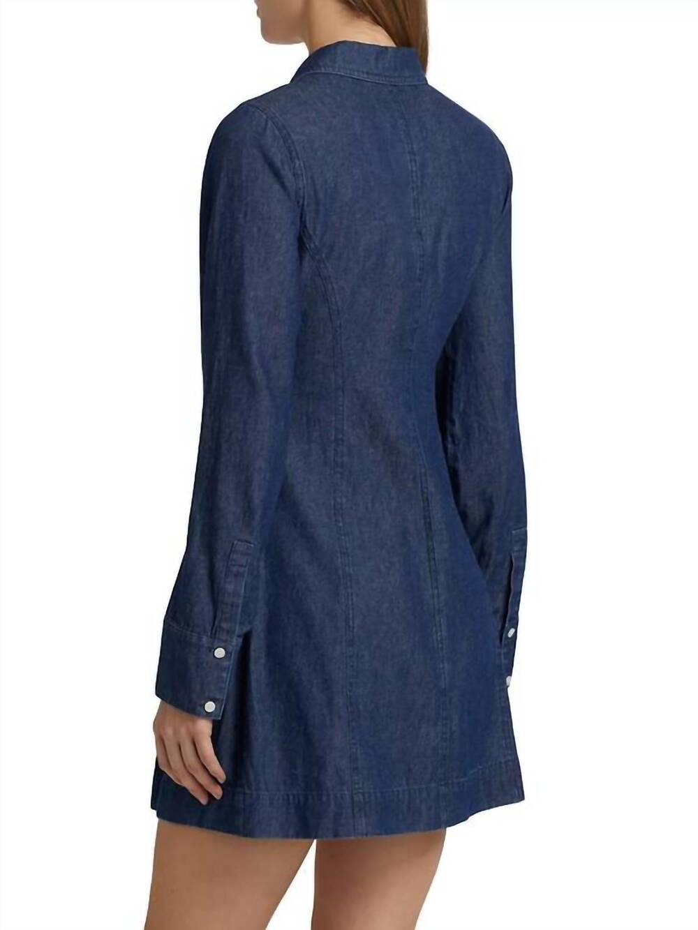 NEW DEREK LAM 10 CROSBY danielle denim shirt dress in jaye blue - Picture 6 of 9